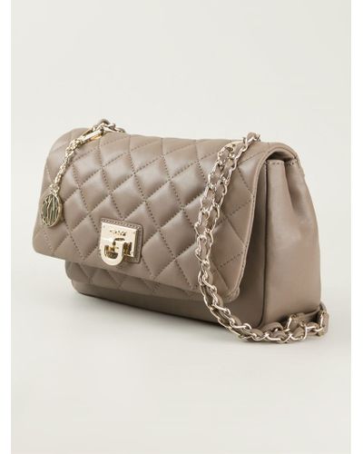 grey quilted bag