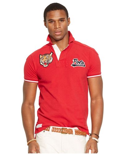 Polo Ralph Lauren Custom-Fit Tiger Polo Shirt in Red for Men - Lyst