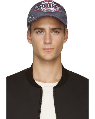 DSquared² Navy Distressed Strike The Prison Logo Cap in Blue for Men - Lyst
