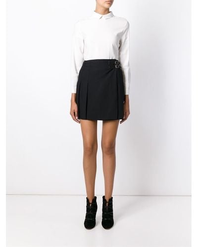 Polo Ralph Lauren Buckle Detail Pleated Skirt in Black | Lyst