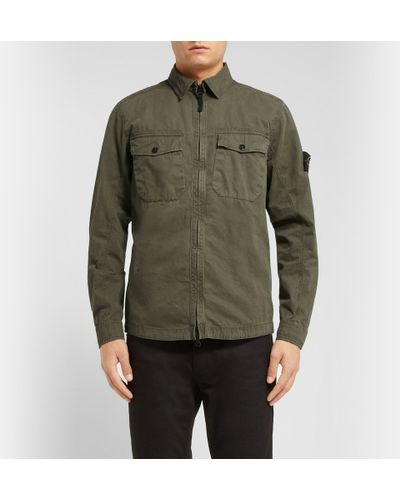 stone island washed canvas overshirt