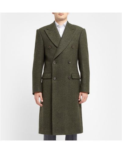 green herringbone coat