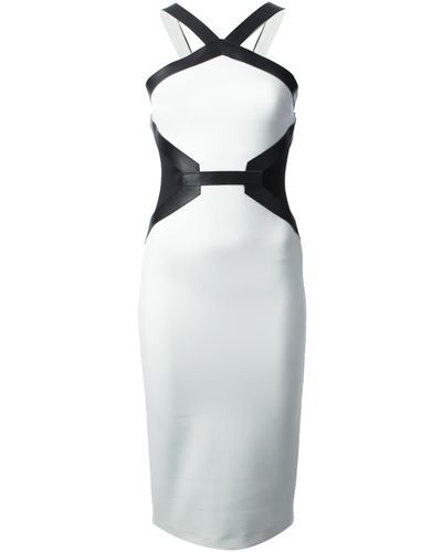 David Koma Fitted Monochrome Dress in White - Lyst