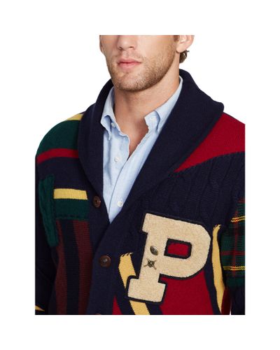 ralph lauren patchwork shawl cardigan