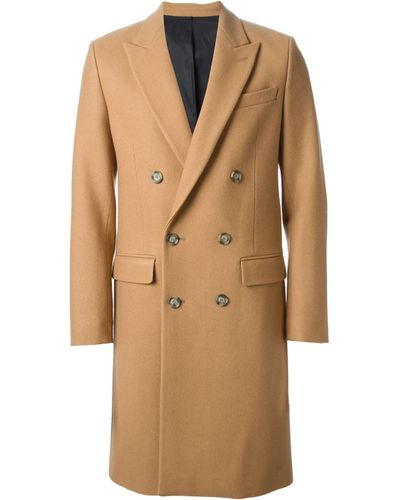 AMI Classic Double Breasted Coat in Natural for Men | Lyst