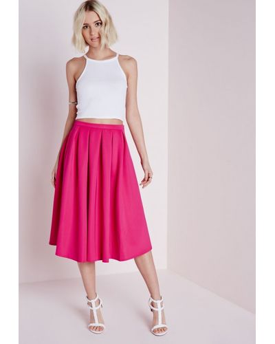 Missguided Auberta Pleated Midi Skirt Pink - Lyst