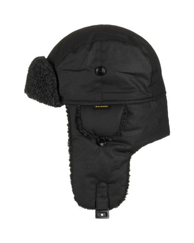 Barbour fleece lined trapper hat black Clearance