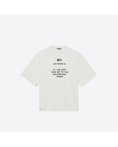 Balenciaga Cotton Hi My Name Is Wide Fit T-shirt in White for Men 