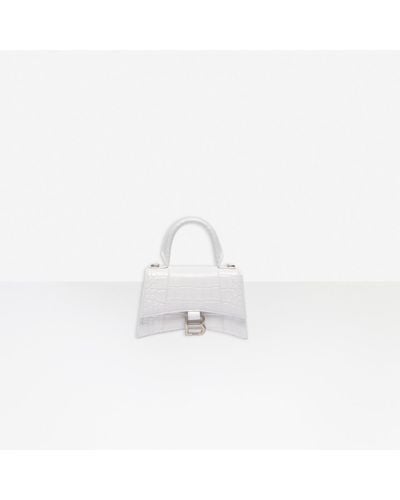 Balenciaga Leather Hourglass Xs Top Handle Bag in White | Lyst
