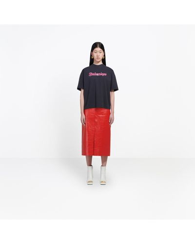 Balenciaga Cotton Glossy Back Pulled T-shirt in Washed Black 