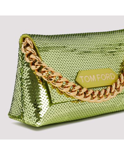 TOM FORD Sequin Large Zip Detail Clutch Bag With Paper clip Chain