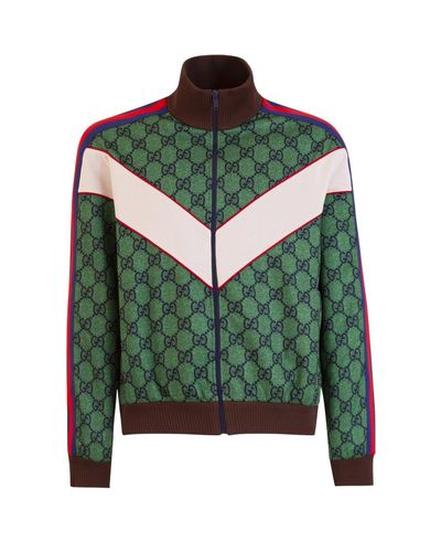 Gucci Cotton Gg Web-stripe Track Jacket in Green for Men - Lyst