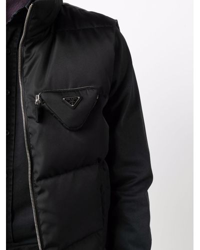 Prada Synthetic Triangle Pocket Gilet in Black for Men - Lyst