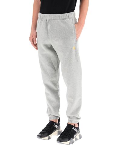 Carhartt Fleece Sweatpants With Logo Embroidery in Gray for Men - Lyst