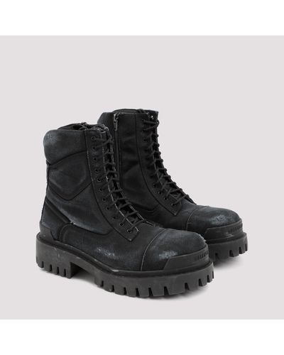 Balenciaga Combat Canvas Boots Shoes in Black for Men | Lyst