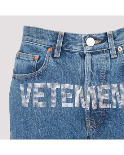 Vetements Crystal Logo Magic Fit Denim Jeans in Blue | Lyst