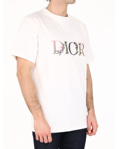 Dior Cotton T-shirt Dior Flowers White for Men - Lyst