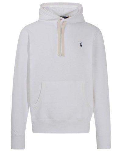 Polo Ralph Lauren Cotton Felpa Cappuccio Bianca in White for Men - Lyst