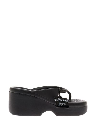 forBitches For Bitches Woman's Black Rubber Flip Flop Sandals | Lyst