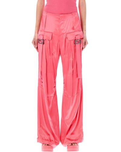 Fendi Satin Cargo Pants in Pink | Lyst