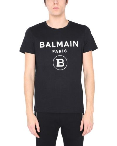 Balmain Cotton Crew Neck T-shirt in Black for Men - Lyst