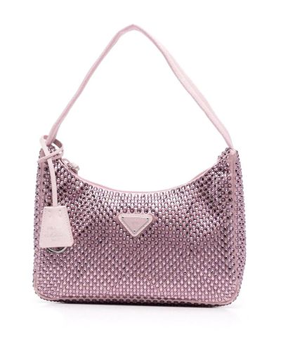 Re-edition 2005 zip glitter handbag Prada Pink in Glitter - 30037151