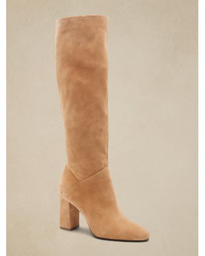 Banana Republic Tall Suede Slouchy Boot in Natural | Lyst