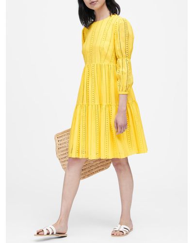 womens yellow eyelet dress