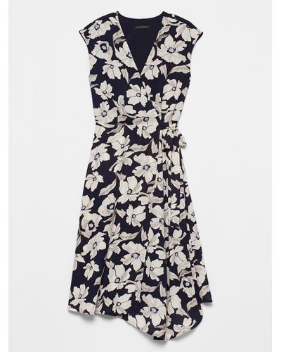 banana republic blue floral wrap dress