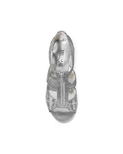 Michael Kors Berkley T-strap Evening Sandals in Silver (Metallic) | Lyst