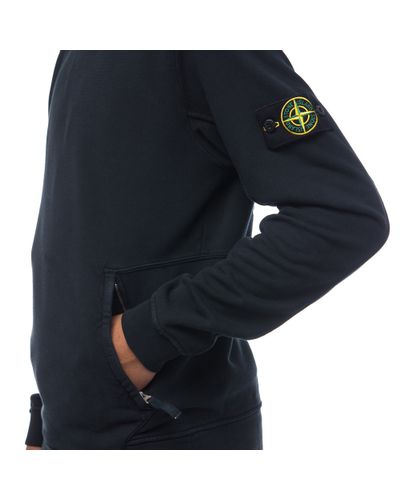 Stone Island Cotton Zip Pocket Sweatshirt in Black for Men - Lyst