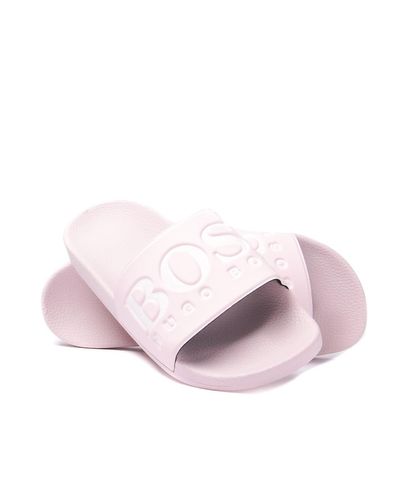 womens pink hugo boss sliders