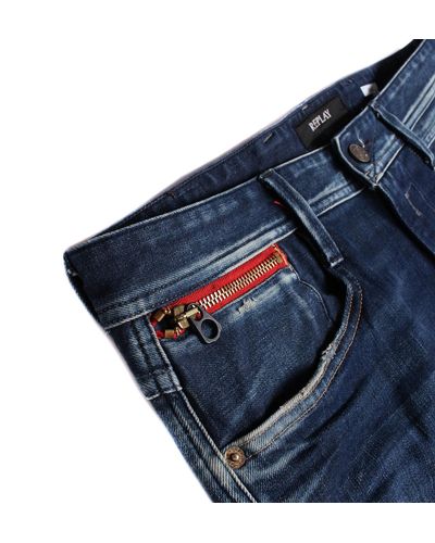 Replay Anbass Coin Pocket Bright Blue Denim Slim Fit Jeans for Men | Lyst