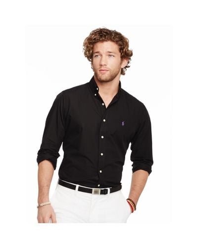 Polo Ralph Lauren Cotton Slim-fit Solid Poplin Shirt in Black for Men | Lyst