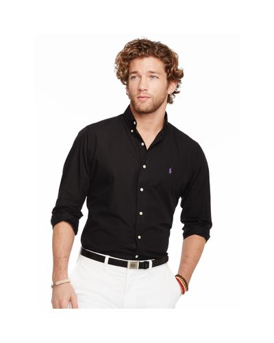 Polo Ralph Lauren Cotton Slim-fit Solid Poplin Shirt in Black for Men | Lyst