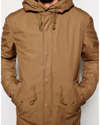 SELECTED Premium Fishtail Parka With Detachable Lining in Brown for Men -  Lyst