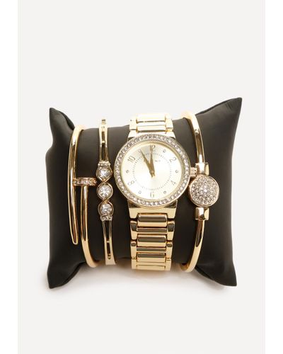 Bebe Watch Bracelet Set In Gold Metallic Lyst