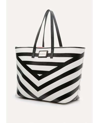 Bebe Kiki Chevron Tote In Black White Black Lyst