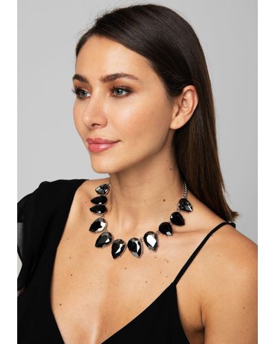 Bebe Ombre Crystal Necklace In Silver Metallic Lyst Bebe Ombre Crystal Necklace In Silver Metallic Lyst