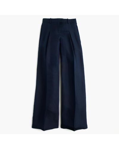 J.Crew Collection Wide-leg Pant In Silk-linen - Blue