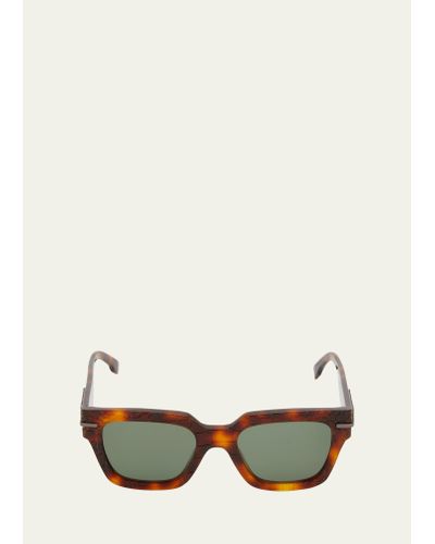 Fendi Tonal Logo Acetate Square Sunglasses - Natural