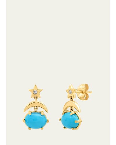Andrea Fohrman Mini Cosmo Drop Earrings With Turquoise - Blue