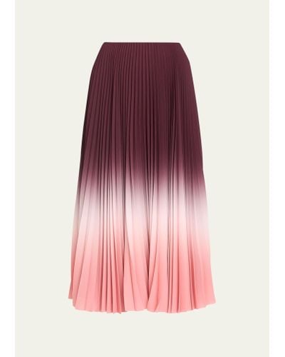 Jason Wu Dip Dye Marocaine Pleated Crepe Midi Skirt - Pink