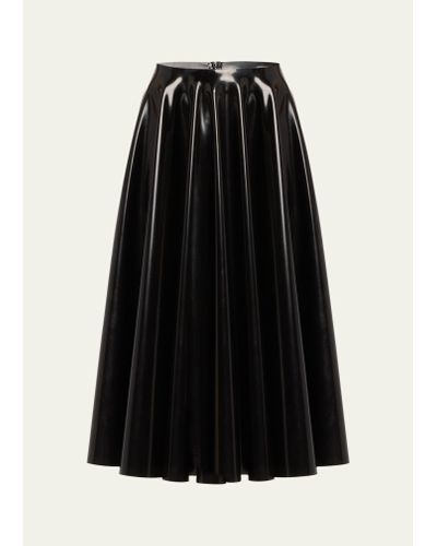 Alaïa Latex Flared Midi Skirt - Black