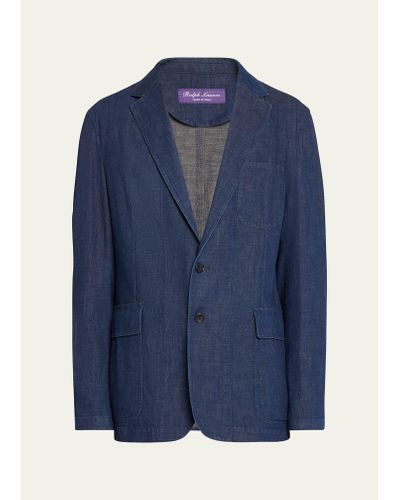 Ralph Lauren Purple Label Kent Hand-tailored Denim Suit Jacket - Blue