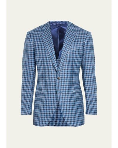 Cesare Attolini Plaid Wool-blend Sport Coat - Blue