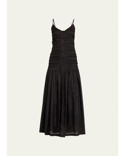 Figue Holkham Pleated Button-front Maxi Dress - Black