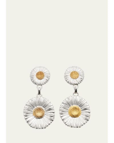 Buccellati Blossoms Margherita Silver And Gold Pendant Earrings - Natural
