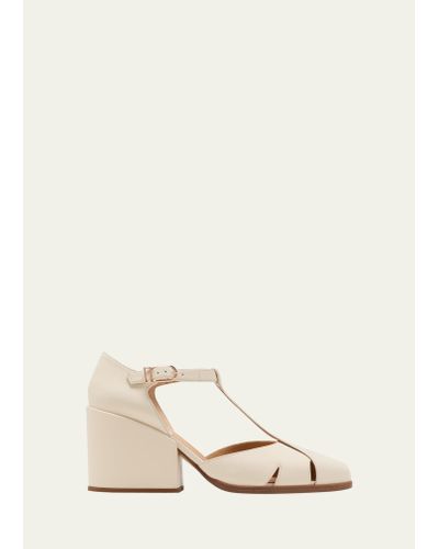 Gabriela Hearst Hawes Leather T-strap Pumps - Natural