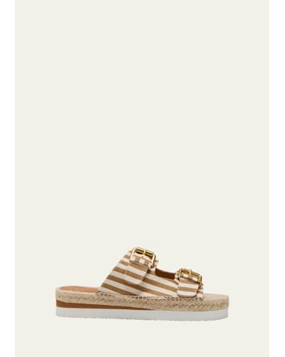 See By Chloé Glyn Stripe Dual-buckle Espadrille Sandals - Natural